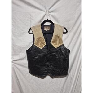 Texas Mexican Leather Horse Vest Leather Hand Tooled On Front & Back COWBOY